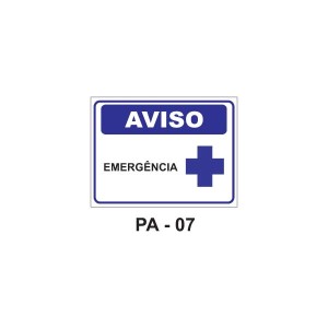 Placa de Aviso - Emergância