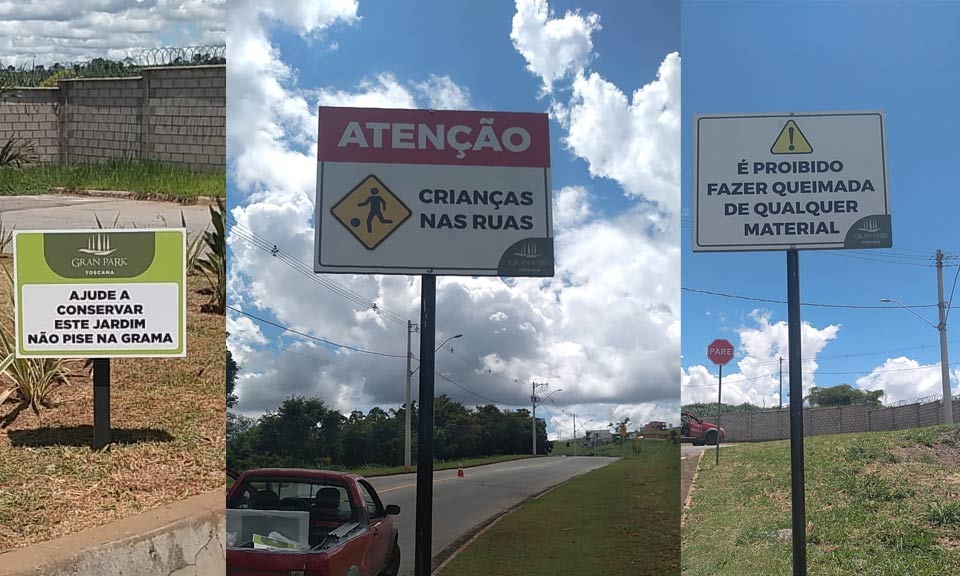 Placas de sinalização condomíno