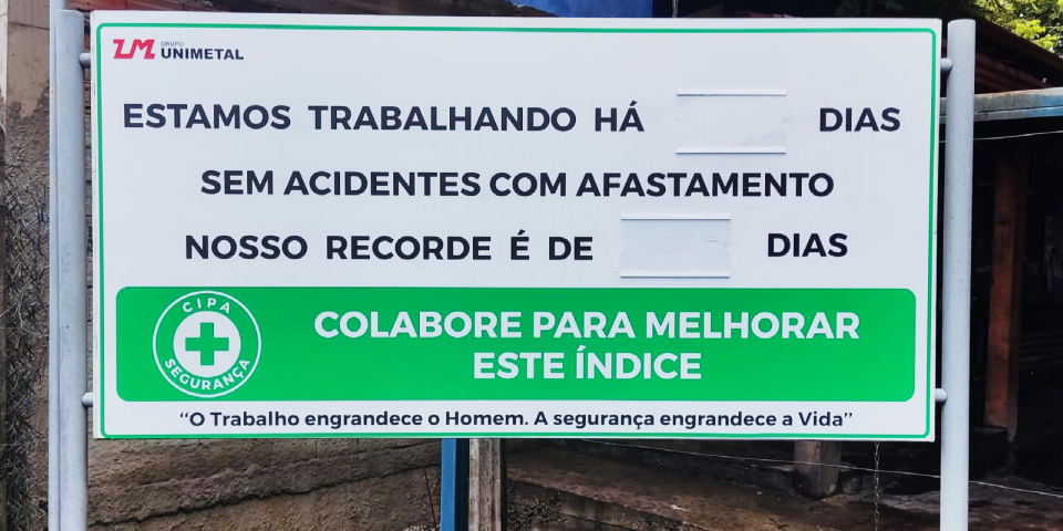 Placa CIPA dias sem acidentes